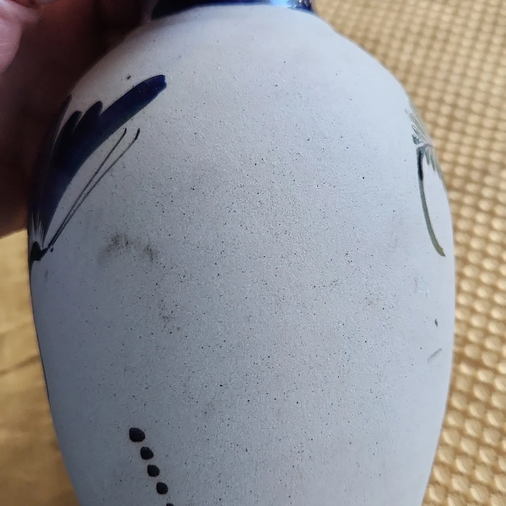 Mexican Pottery Vase With Owl Design Collectible Vintage Tonala Folk Art